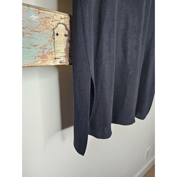 Vintage MIsook Long-Sleeve Pullover Black Tunic Side Vents Size Medium - Picture 8 of 9